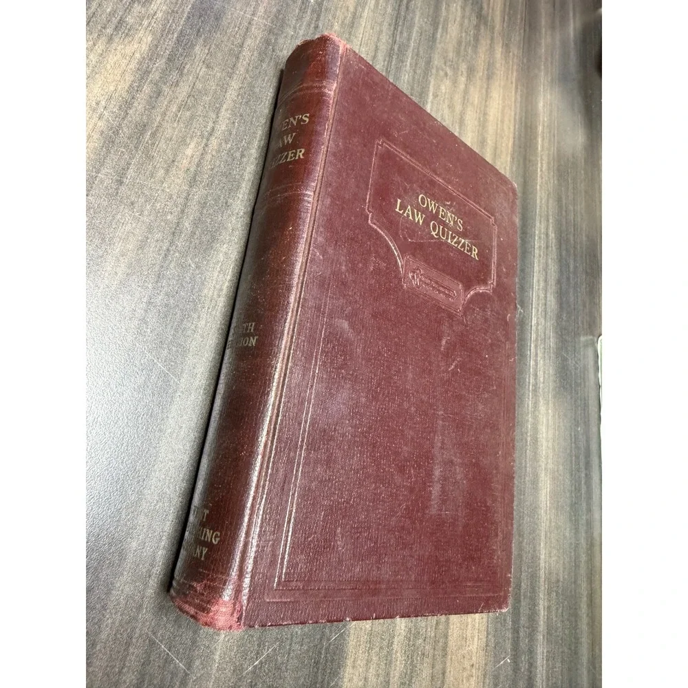 Owens Law Quizzer 1933‎ Sixth Edition West Publishing Co Legal Study Aid
